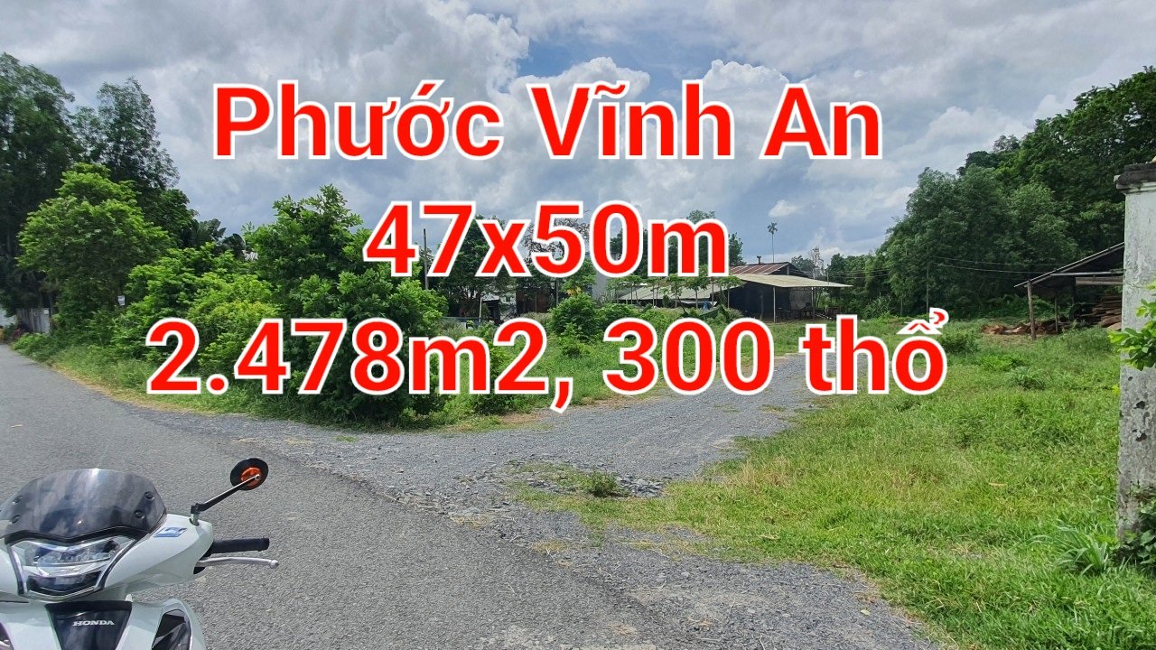 Đất đẹp Củ Chi gần 2500m2 thổ cư 300m2 mặt tiền đường nhựa gần 50m xã Phước Vĩnh An, gần Tỉnh Lộ 2